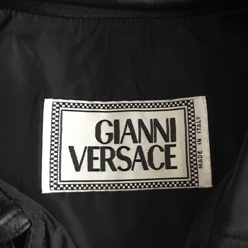 ジャンニヴェルサーチ GIANNI VERSACE ジャケット、上着 ジャケット、ブレザー ロングレザージャケット アウター カジュアルジャケット 無地 黒 / ブラック /  メンズ USED 古着 中古 10120779