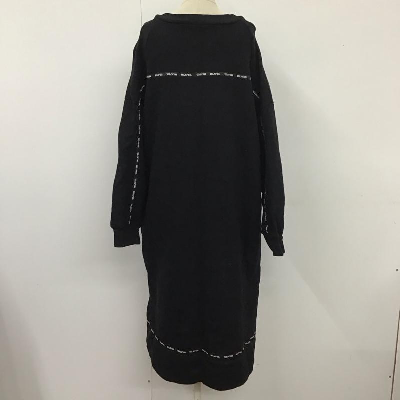 ミルクフェド MILKFED. ワンピース ロングスカート 03184952 ロゴライン スウェット 長袖 ロゴ、文字 黒 / ブラック /  レディース USED 古着 中古 10112026