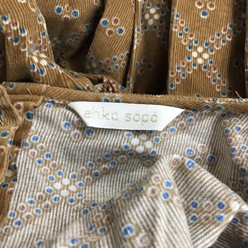 エヘカソポ ehka sopo ワンピース ロングスカート 1103711 長袖 コーデュロイ M 総柄 茶 / ブラウン /  レディース USED 古着 中古 10114755