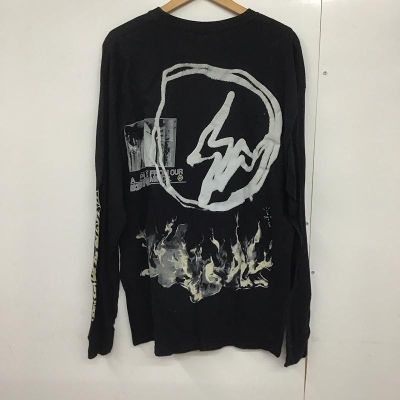 カクタスジャック Cactus Jack カットソー 長袖 長袖カットソー プリントカットソー クルーネック L ロゴ、文字 黒 / ブラック /  メンズ USED 古着 中古 10143173