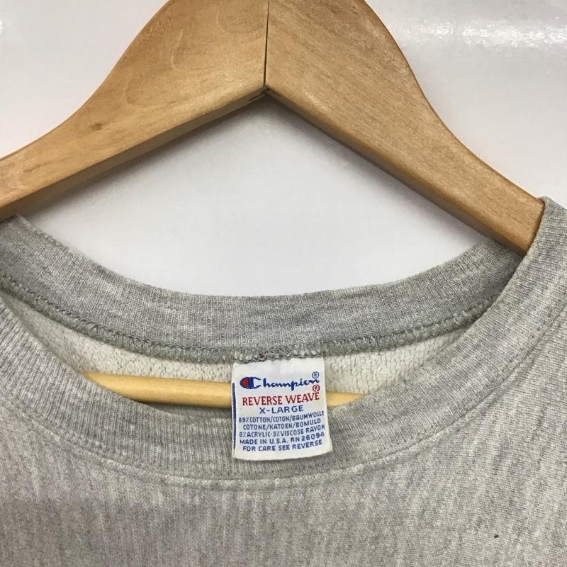 チャンピオン Champion トレーナー 長袖 長袖トレーナー スウェット クルーネック プルオーバー 90s 古着 XL ロゴ、文字 灰 / グレー /  メンズ USED 古着 中古 10144271
