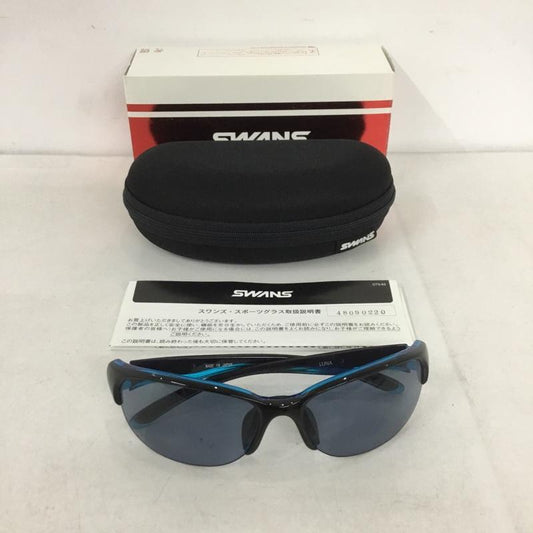 スワンズ Swans めがね・サングラス サングラス LN-0067 LUNA ULTRA LENS for GOLFモデル スポーツサングラス 箱有 ロゴ、文字 黒 / ブラック / X 青 / ブルー /  メンズ USED 古着 中古 10141100