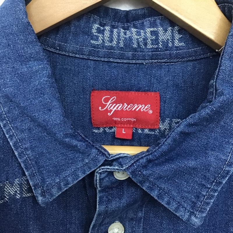 シュプリーム Supreme シャツ、ブラウス 長袖 19AW dimensionslogodenimshirt デニムシャツ プリントシャツ L プリント インディゴ / インディゴ /  メンズ USED 古着 中古 10142907