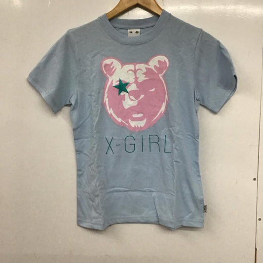 エックスガール X-girl Tシャツ 半袖 1 プリント 水色 / ライトブルー /  レディース USED 古着 中古 10140388