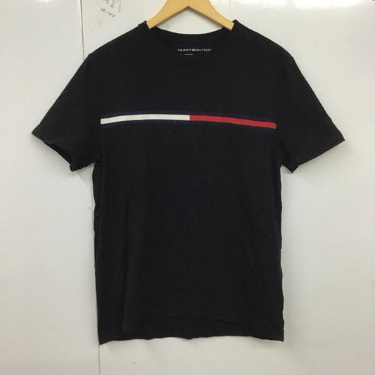 トミーヒルフィガー TOMMY HILFIGER Tシャツ 半袖 半袖カットソー プリントTシャツ クルーネックカットソー L ロゴ、文字 黒 / ブラック /  メンズ USED 古着 中古 10128693