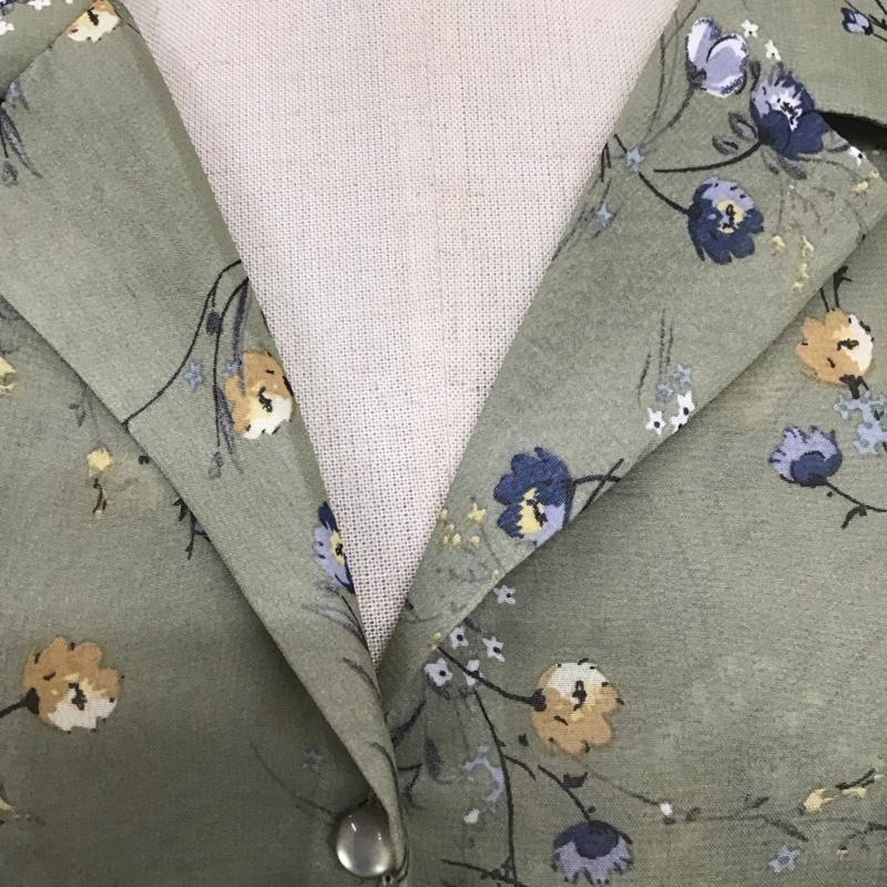 アクシーズファム axes femme ワンピース ロングスカート MK351X53 開襟シャツワンピース 半袖 M 花柄 カーキ / カーキ /  レディース USED 古着 中古 10112360