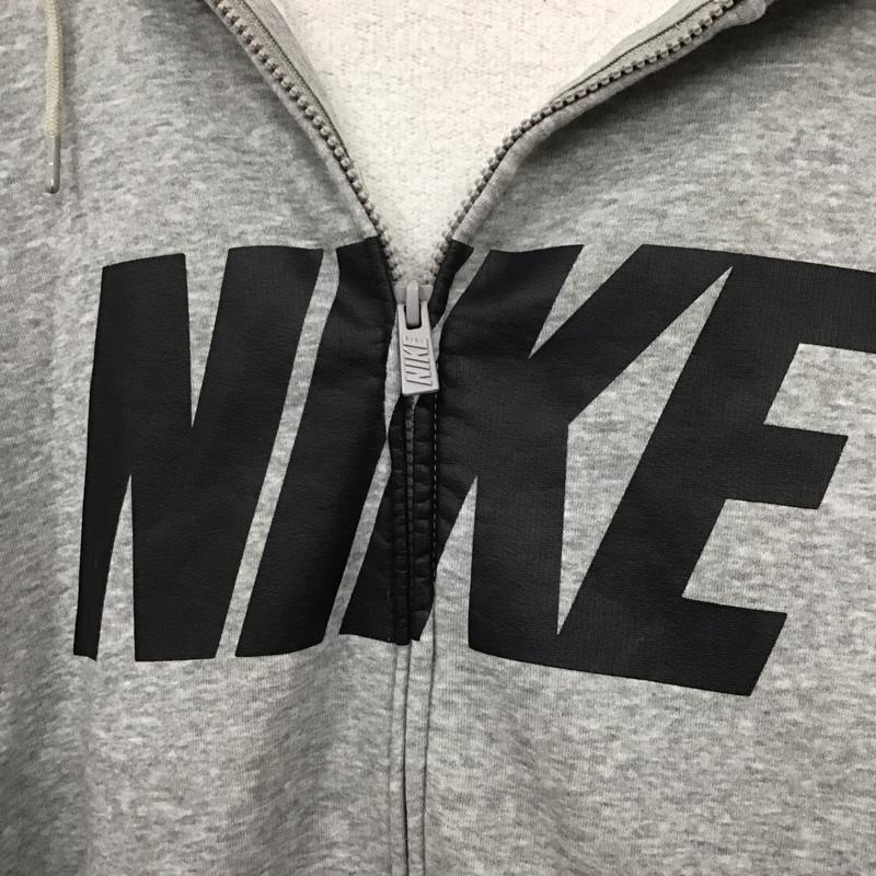 ナイキ NIKE パーカー 長袖 614774-063 ジップアップ 裏起毛 XL ロゴ、文字 灰 / グレー /  メンズ USED 古着 中古 10108332