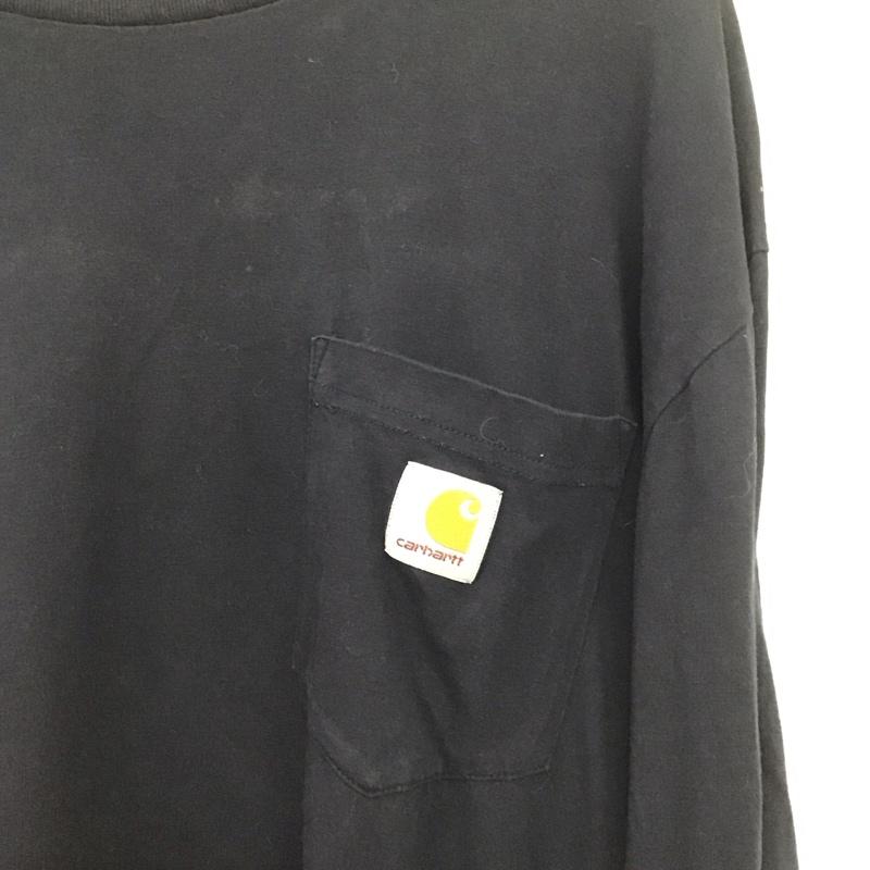 カーハート Carhartt カットソー 長袖 長袖カットソー 無地カットソー クルーネック ロゴ XL ロゴ、文字 紺 / ネイビー /  メンズ USED 古着 中古 10145934