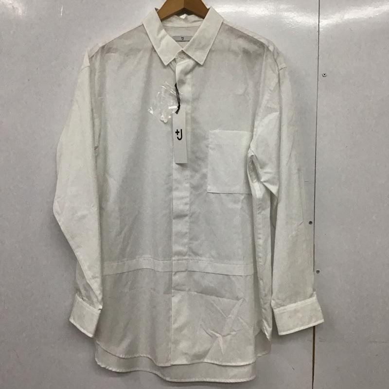 ユニクロ UNIQLO シャツ、ブラウス 長袖 331-436112 スーピマコットンシャツ 長袖シャツ L 無地 白 / ホワイト /  メンズ USED 古着 中古 10148817