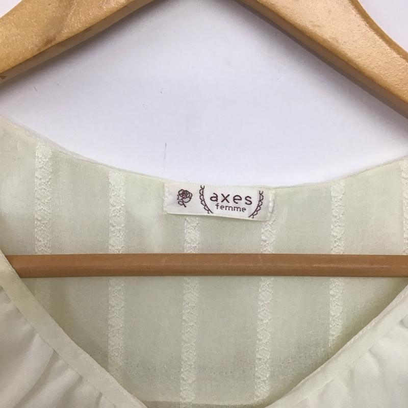アクシーズファム axes femme シャツ、ブラウス 半袖 半袖シャツ ビックカラーシャツ M ストライプ アイボリー / アイボリー /  レディース USED 古着 中古 10147047