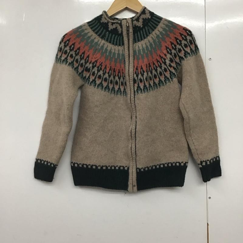 ザラ ZARA カーディガン 長袖 ジップアップ長袖ニットジャケット アウター プリント ベージュ / ベージュ /  ガールズ USED 古着 中古 10144307