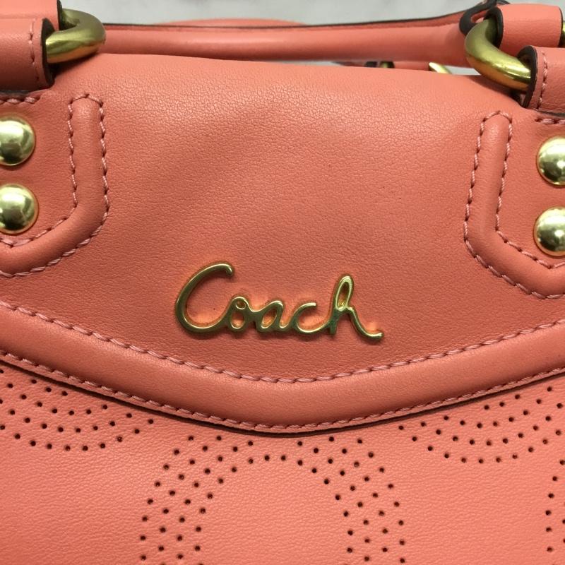 コーチ COACH ハンドバッグ ハンドバッグ F23245 オプアート レザー 2WAY ショルダー パンチング ロゴ、文字 桃 / ピンク /  レディース USED 古着 中古 10120741