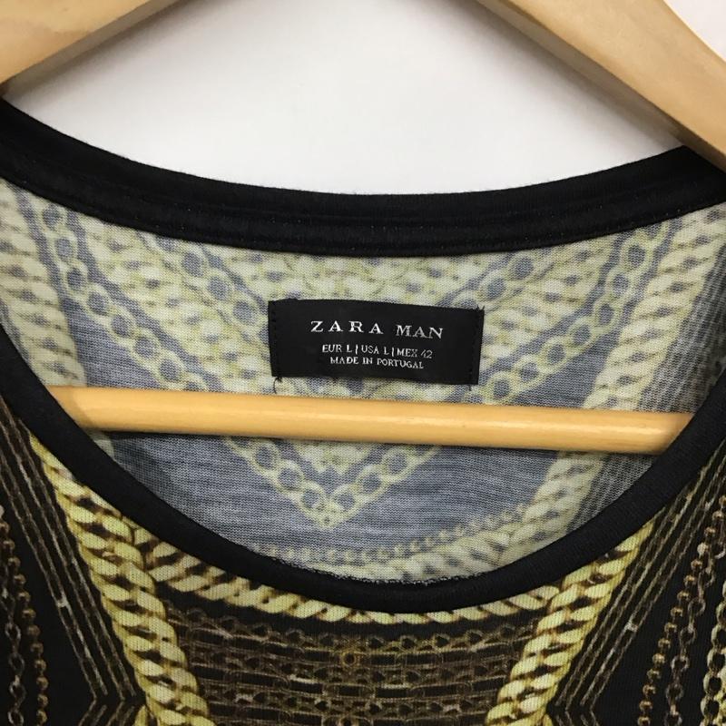 ザラ ZARA Tシャツ 半袖 半袖カットソー プリントTシャツ クルーネックカットソー L プリント マルチカラー / マルチカラー /  メンズ USED 古着 中古 10131129