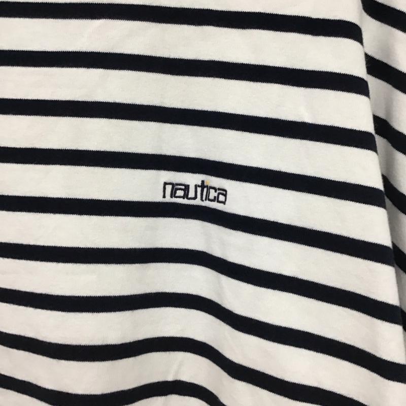 ノーティカ NAUTICA Tシャツ 半袖 半袖カットソー プリントTシャツ クルーネックカットソー L ボーダー柄 白 / ホワイト / X 紺 / ネイビー /  メンズ USED 古着 中古 10148132