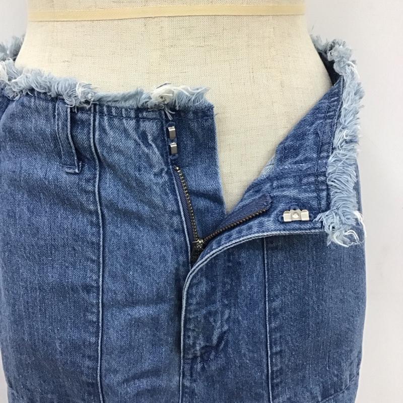 ローリーズファーム LOWRYS FARM パンツ デニム、ジーンズ LF517034AD 裾フリンジ ワイドパンツ M 無地 青 / ブルー /  レディース USED 古着 中古 10120868