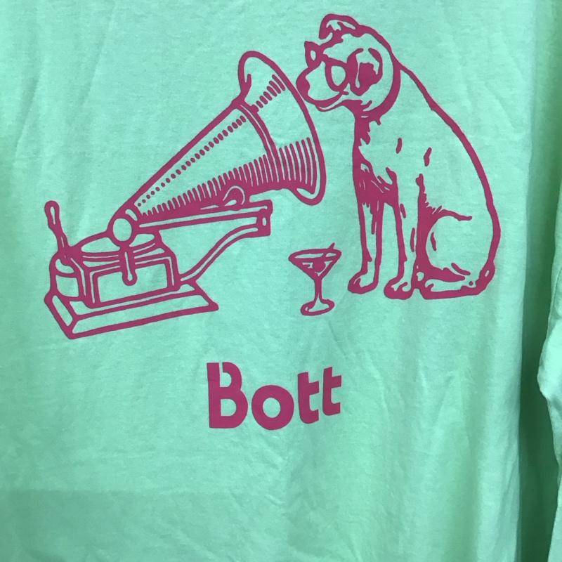 ボット BoTT カットソー 長袖 長袖カットソー プリントカットソー クルーネック XXL プリント 黄緑 / イエローグリーン /  メンズ USED 古着 中古 10137620