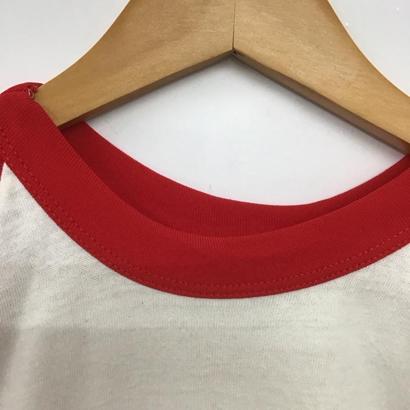 ラッセルアスレティック Russell Athletic カットソー 七分袖 長袖カットソー プリントカットソー ラグラン 80s XL プリント 白 / ホワイト / X 赤 / レッド /  メンズ USED 古着 中古 10148032