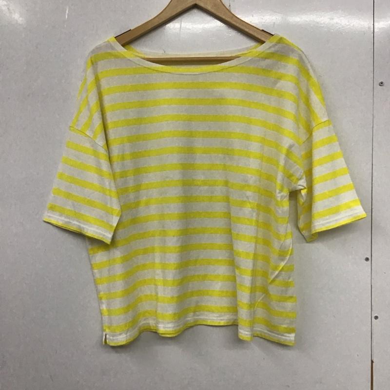 ニコアンド niko and... Tシャツ 半袖 L ボーダー柄 白 / ホワイト / X 黄 / イエロー /  レディース USED 古着 中古 10133730