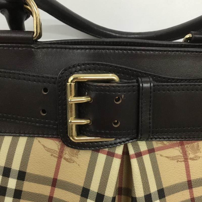 バーバリー BURBERRY トートバッグ トートバッグ ノバチェック ハンドバッグ チェック ベージュ / ベージュ / X ダークブラウン / ダークブラウン /  レディース USED 古着 中古 10133545