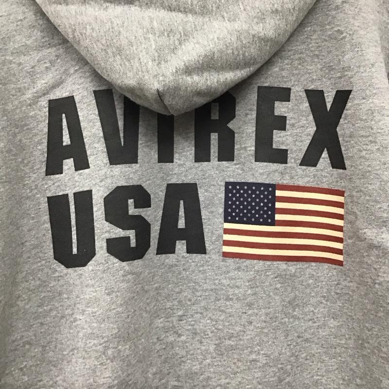 アヴィレックス AVIREX U.S.A. パーカー 長袖 長袖パーカー プルオーバーパーカー スウェット M ロゴ、文字 灰 / グレー /  メンズ USED 古着 中古 10142419