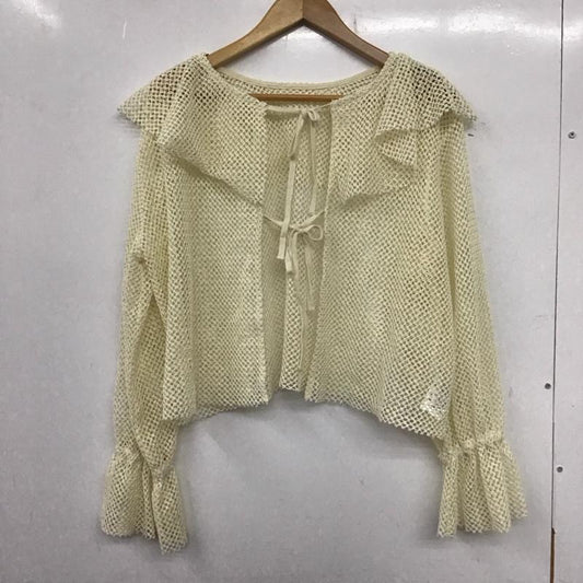 ローリーズファーム LOWRYS FARM シャツ、ブラウス 長袖 lf624011cf メッシュリボンブラウス カーディガン FREE 無地 白 / ホワイト /  レディース USED 古着 中古 10137648