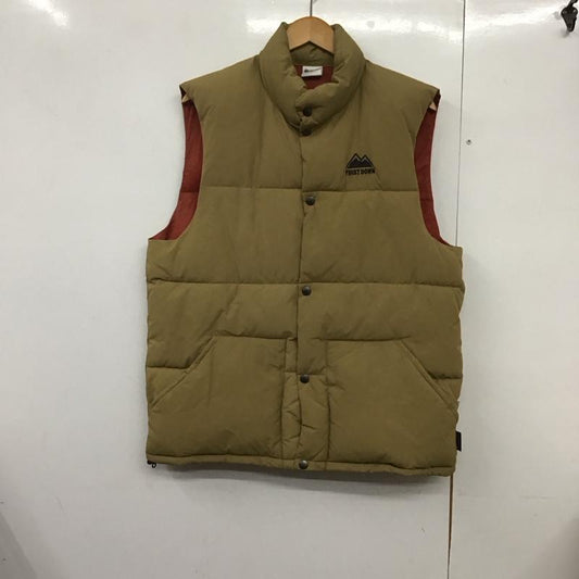 ファーストダウン FIRST DOWN ベスト ベスト ダウンベスト ノースリーブ 前ボタン L ロゴ、文字 ベージュ / ベージュ /  メンズ USED 古着 中古 10142864
