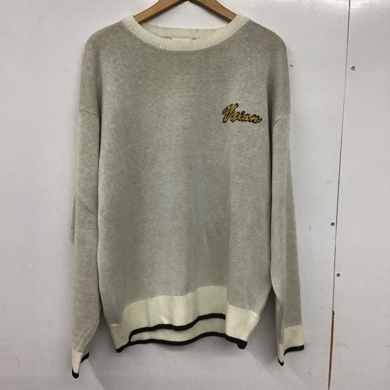 ヴィジョン ストリート ウェア VISION STREET WEAR ニット、セーター 長袖 長袖ニットカットソー クルーネック セーター M ロゴ、文字 白 / ホワイト /  メンズ USED 古着 中古 10137675