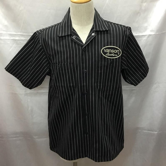 ヴァンソン VANSON シャツ、ブラウス 半袖 M ストライプ 黒 / ブラック /  メンズ USED 古着 中古 10108955