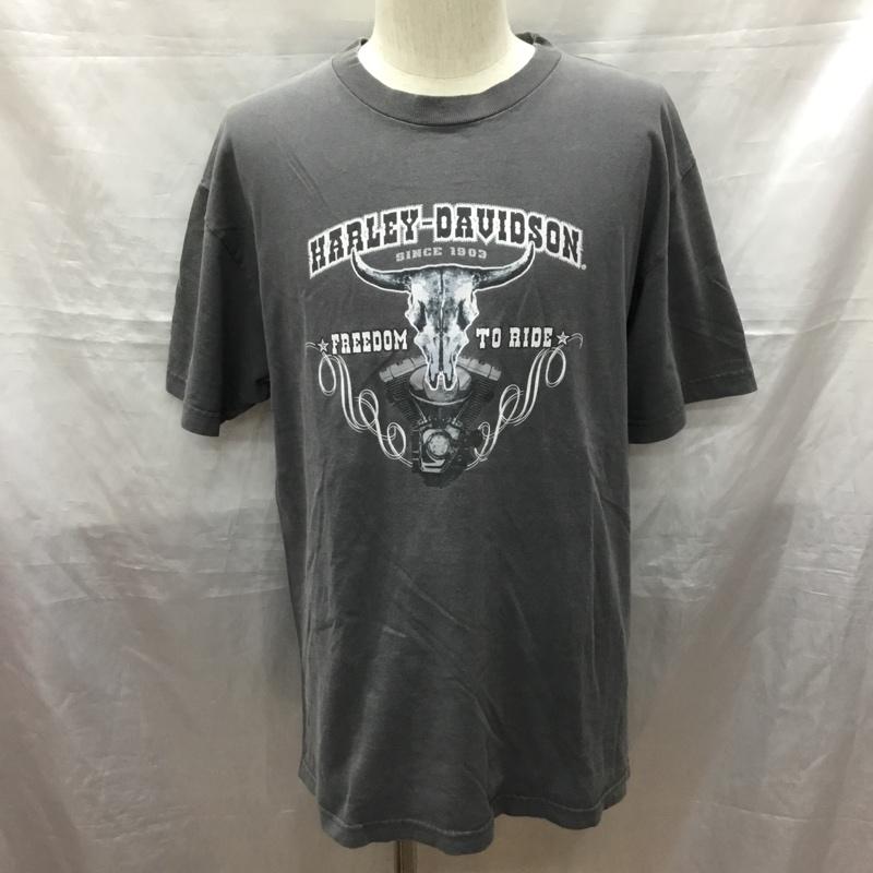 ハーレーダビッドソン Harley-Davidson Tシャツ 半袖 半袖カットソー プリントTシャツ クルーネックカットソー L プリント 灰 / グレー /  メンズ USED 古着 中古 10122842