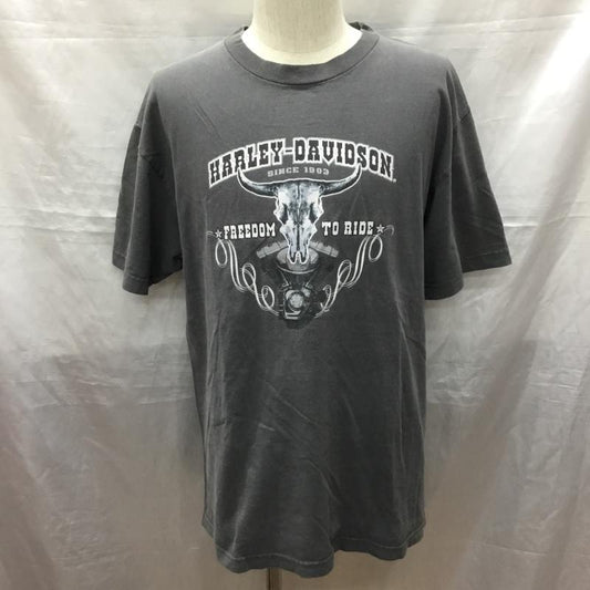 ハーレーダビッドソン Harley-Davidson Tシャツ 半袖 半袖カットソー プリントTシャツ クルーネックカットソー L プリント 灰 / グレー /  メンズ USED 古着 中古 10122842