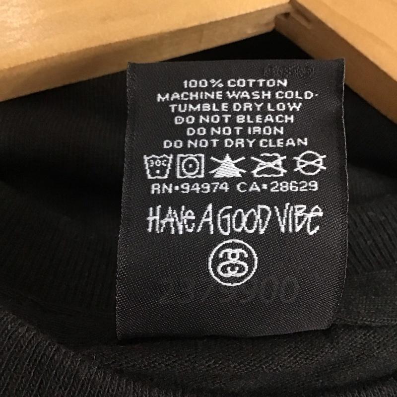 ステューシー STUSSY Tシャツ 半袖 半袖カットソー プリントTシャツ クルーネックカットソー M プリント 黒 / ブラック /  メンズ USED 古着 中古 10141375