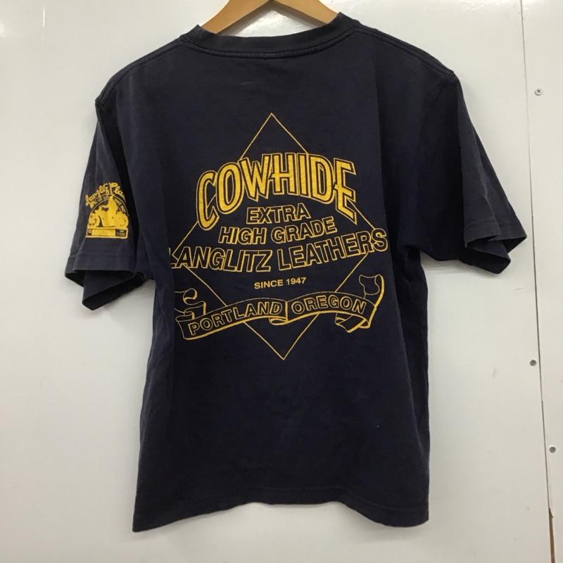 ラングリッツレザーズ Langlitz Leathers Tシャツ 半袖 半袖カットソー プリントTシャツ クルーネックカットソー プリント 紺 / ネイビー /  メンズ USED 古着 中古 10147053
