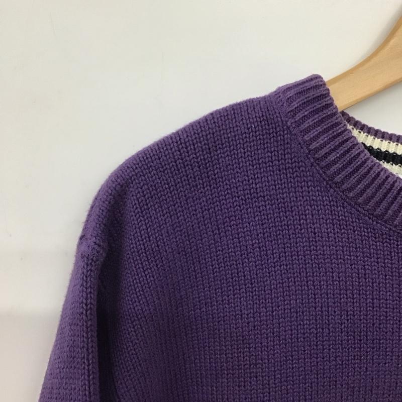 トミーヒルフィガー TOMMY HILFIGER ニット、セーター 長袖 長袖ニットカットソー クルーネック セーター L ロゴ、文字 紫 / パープル /  メンズ USED 古着 中古 10145015