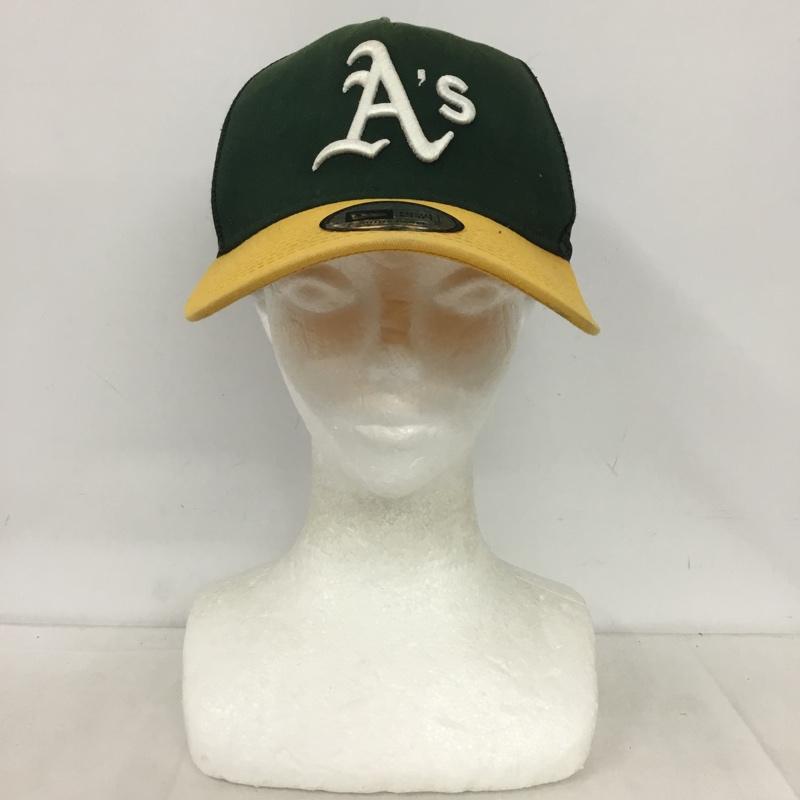 ニューエラ NEW ERA 帽子 キャップ オークランド アスレチックス メッシュキャップ ロゴ、文字 緑 / グリーン / X 黄 / イエロー /  メンズ USED 古着 中古 10150223
