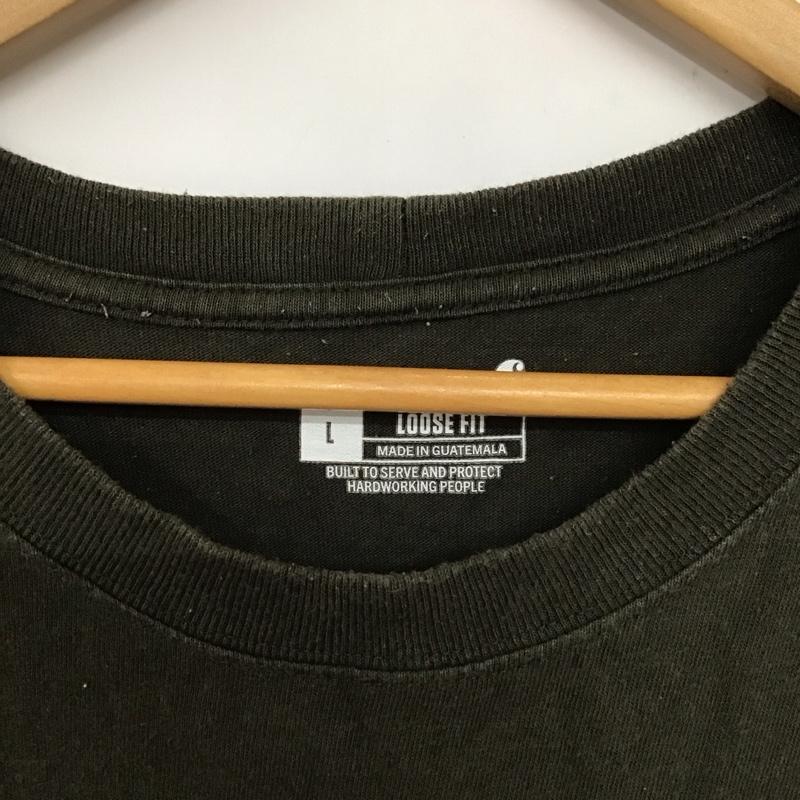 カーハート Carhartt Tシャツ 半袖 半袖カットソー プリントTシャツ クルーネックカットソー L ロゴ、文字 カーキ / カーキ /  メンズ USED 古着 中古 10133230