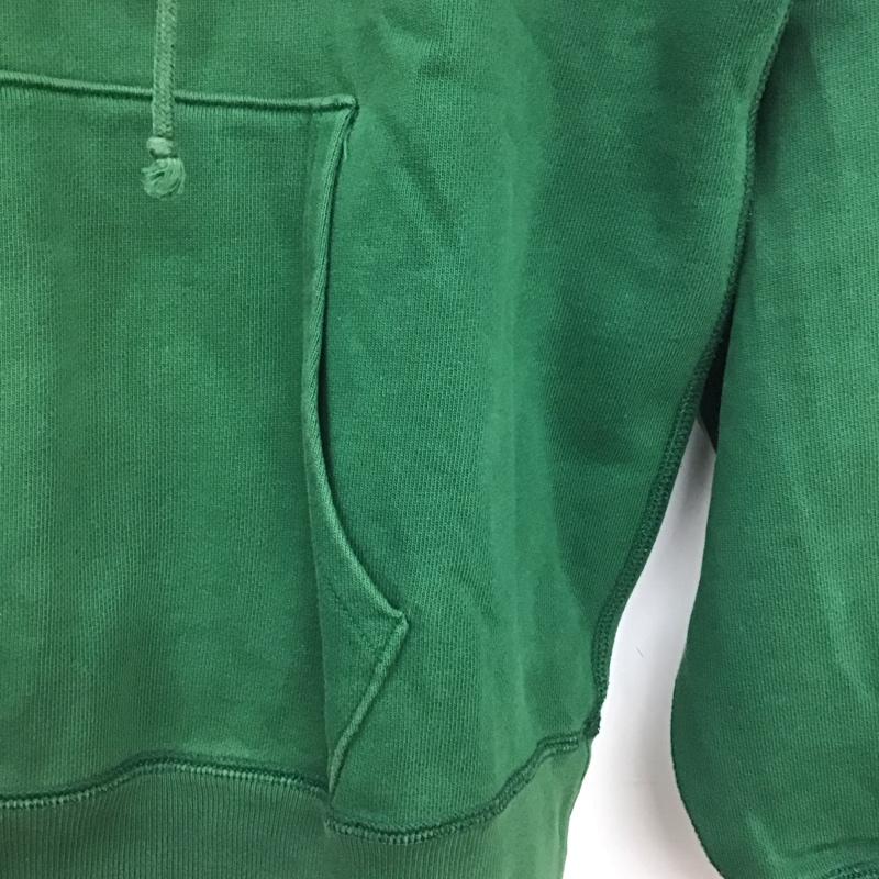 チャンピオン Champion パーカー 長袖 C8-U118R スウェット プルオーバー フーディー 裏毛 L ロゴ、文字 緑 / グリーン /  メンズ USED 古着 中古 10144070