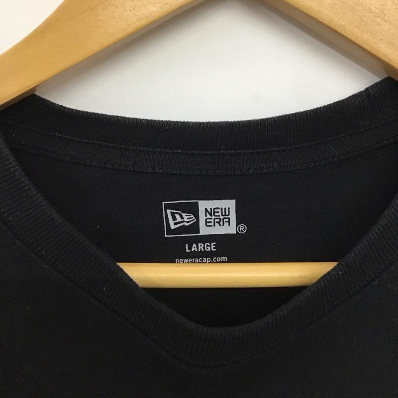 ニューエラ NEW ERA Tシャツ 半袖 半袖カットソー プリントTシャツ クルーネックカットソー L ロゴ、文字 黒 / ブラック /  メンズ USED 古着 中古 10148124
