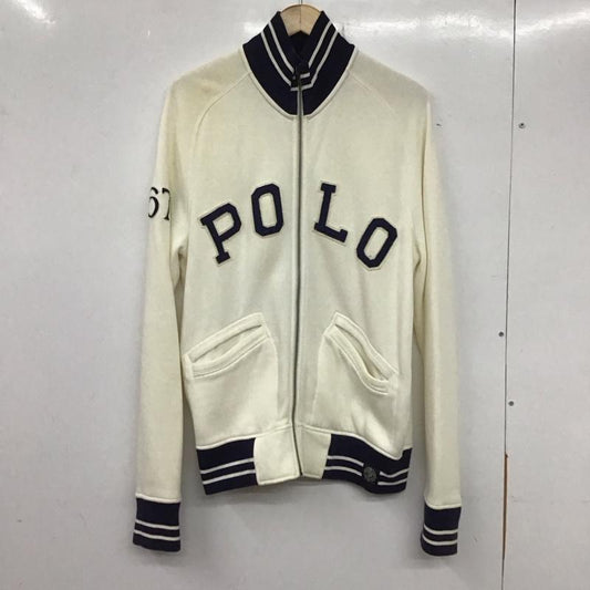 ポロラルフローレン POLO RALPH LAUREN トレーナー 長袖 ジップ ジャケット S ロゴ、文字 白 / ホワイト / X 紺 / ネイビー /  メンズ USED 古着 中古 10134513