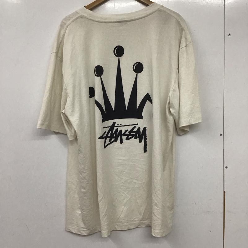ステューシー STUSSY Tシャツ 半袖 半袖カットソー プリントTシャツ クルーネックカットソー XL ロゴ、文字 白 / ホワイト /  メンズ USED 古着 中古 10133223