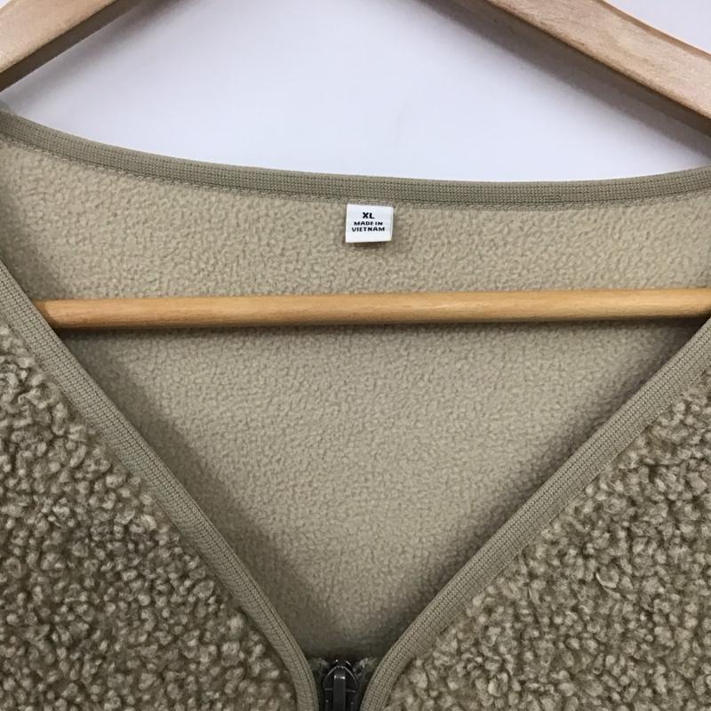 ユニクロ UNIQLO カーディガン 長袖 341-419753 ボアフリースVネックカーディガン XL 無地 ベージュ / ベージュ /  メンズ USED 古着 中古 10130763