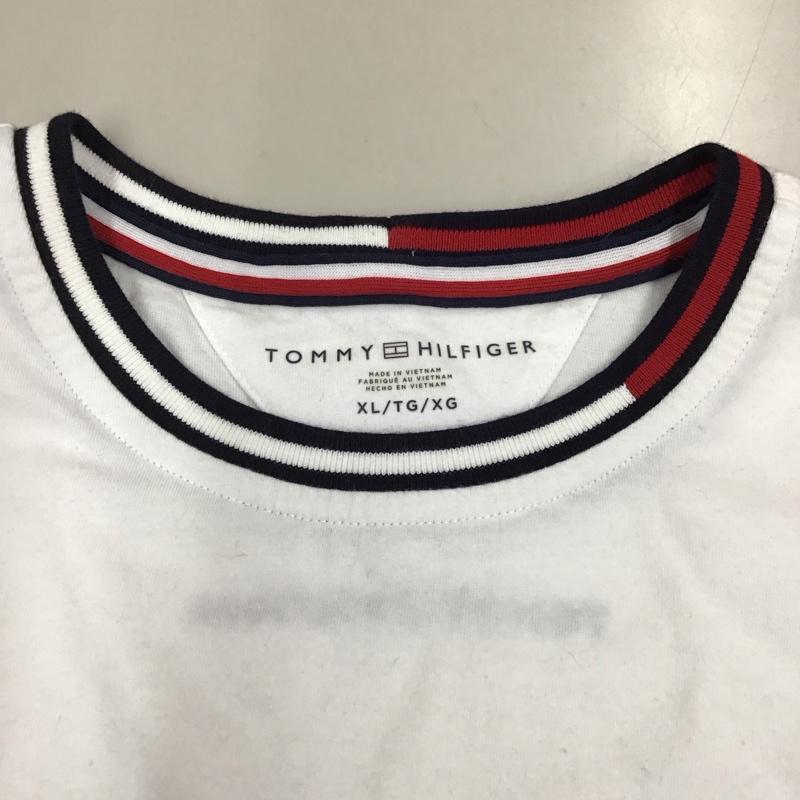 トミーヒルフィガー TOMMY HILFIGER Tシャツ 半袖 半袖カットソー プリントTシャツ クルーネックカットソー XL 無地 白 / ホワイト /  メンズ USED 古着 中古 10122704