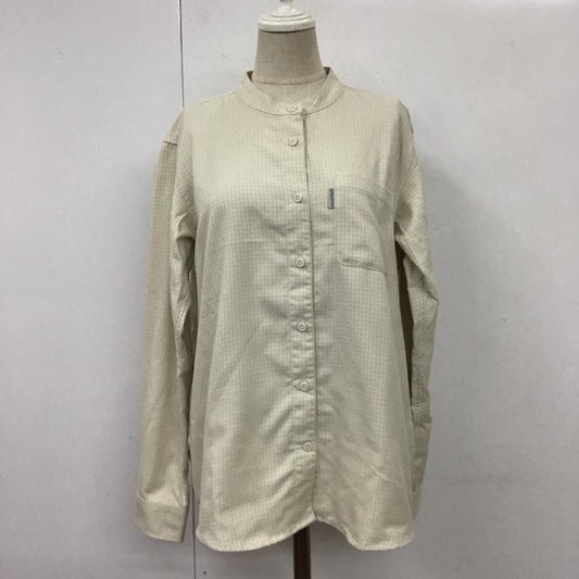 モンベル mont-bell シャツ、ブラウス 長袖 長袖シャツ ノーカラーシャツ ポケットシャツ 長袖カットソー チェックシャツ M チェック ベージュ / ベージュ /  レディース USED 古着 中古 10114515