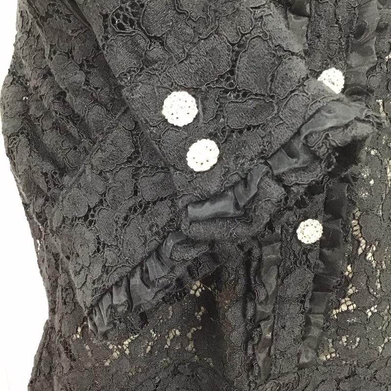 ザラ ZARA ワンピース ひざ丈スカート 4786 061 800 半袖 スタンドカラー L レース柄 黒 / ブラック /  レディース USED 古着 中古 10113508