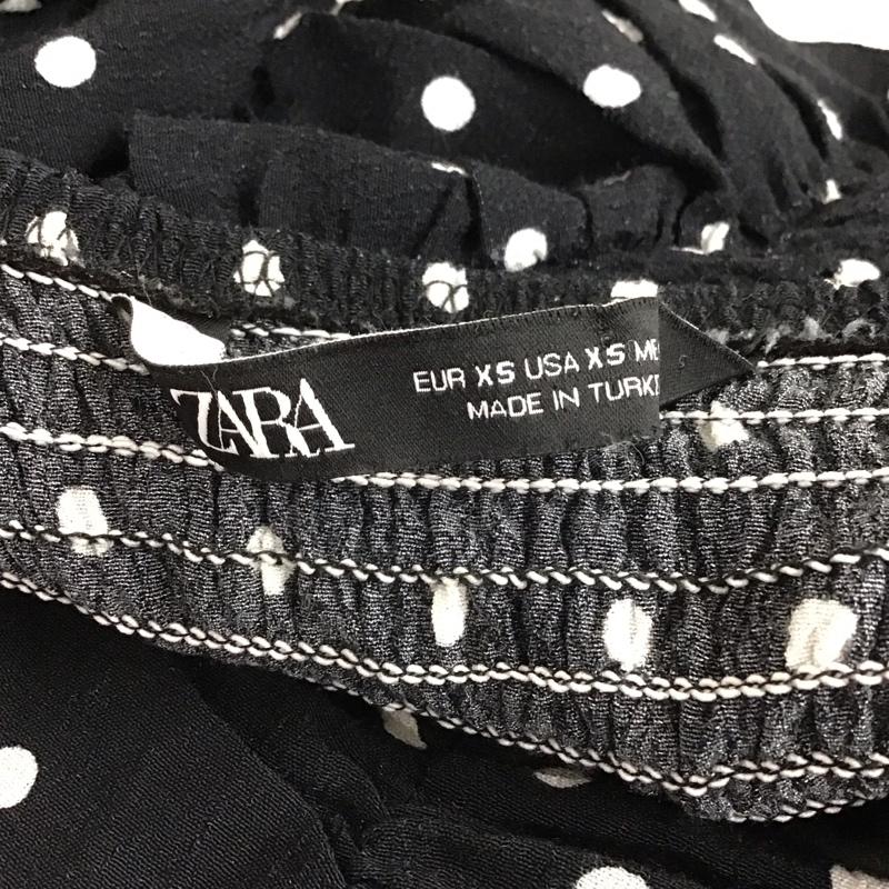 ザラ ZARA カットソー 半袖 スクエアネック クロップド丈 XS ドット 黒 / ブラック / X 白 / ホワイト /  レディース USED 古着 中古 10116698