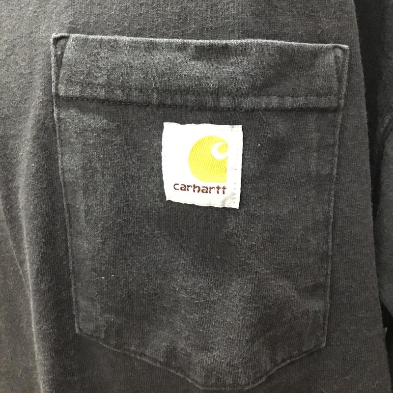 カーハート Carhartt カットソー 長袖 長袖カットソー クルーネックカットソー ロングスリーブカットソー プリントTシャツ L ロゴ、文字 黒 / ブラック /  メンズ USED 古着 中古 10121524