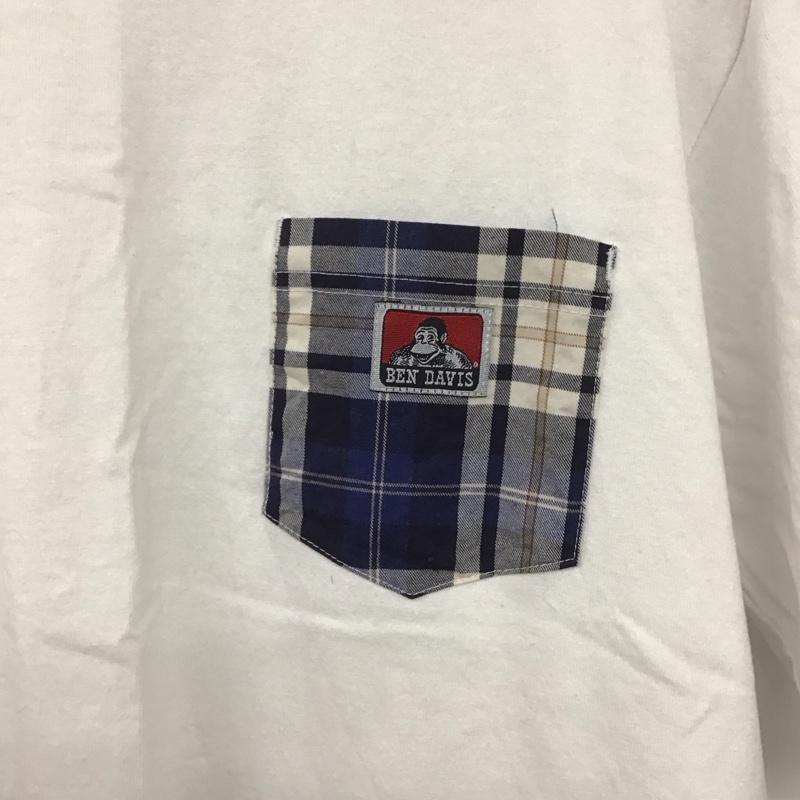 ベンデイビス BEN DAVIS Tシャツ 半袖 半袖カットソー プリントTシャツ クルーネックカットソー L ロゴ、文字 白 / ホワイト /  メンズ USED 古着 中古 10132273