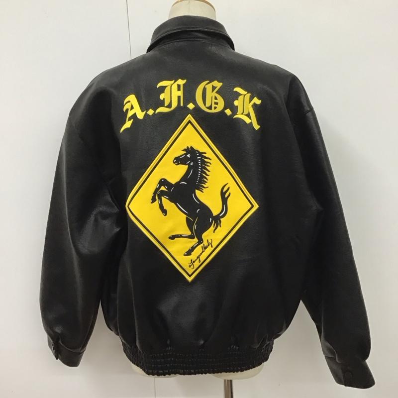 アフューグッドキッズ A FEW GOOD KIDS ジャケット、上着 ジャンパー、ブルゾン フェイクレザージャケット アウター カジュアルジャケット L ロゴ、文字 黒 / ブラック /  メンズ USED 古着 中古 10111623