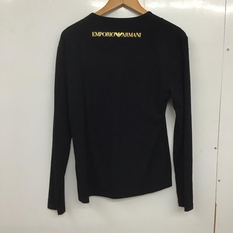 エンポリオアルマーニ EMPORIO ARMANI カットソー 長袖 長袖カットソー クルーネックカットソー スパンコール M ロゴ、文字 黒 / ブラック /  メンズ USED 古着 中古 10136159