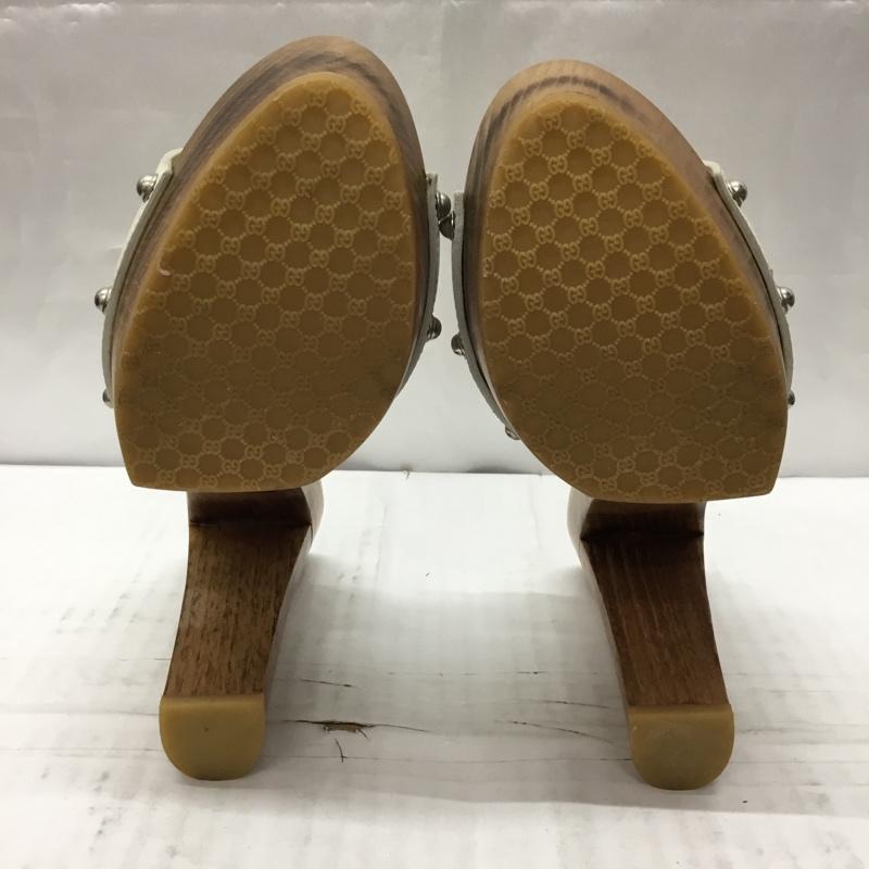 グッチ GUCCI ミュール ミュール 370471 ホースビット サンダル 38 無地 白 / ホワイト / X 茶 / ブラウン /  レディース USED 古着 中古 10106634