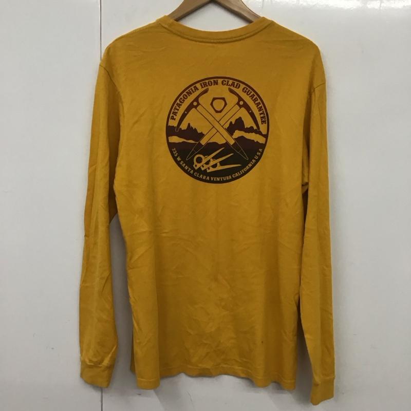 パタゴニア patagonia カットソー 長袖 長袖カットソー プリントカットソー クルーネック S ロゴ、文字 黄 / イエロー /  メンズ USED 古着 中古 10130468